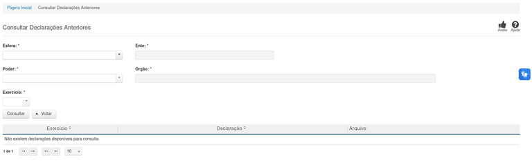 Declarações Anteriores ao Siconfi