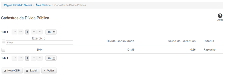 Cadastro da Dívida Pública